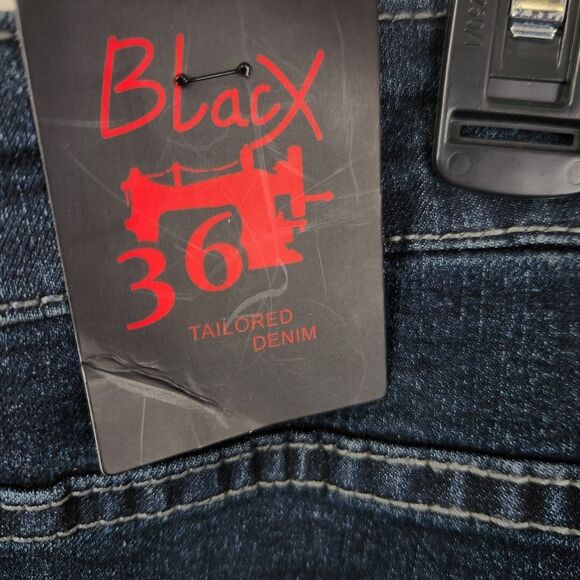 NEW BlacX Jeans Mens Distressed Patchwork Standard Fit Jeans 36x30 - Picture 6 of 9